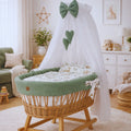 Baby Stubenwagen Set Grün 5-teilig mit Himmel – Waffelstruktur & Reh Design | Babymajawelt