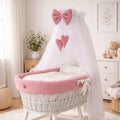 Baby Stubenwagen Set Rosa 5-teilig mit Himmel – Waffelstruktur & Blätter Design | Babymajawelt